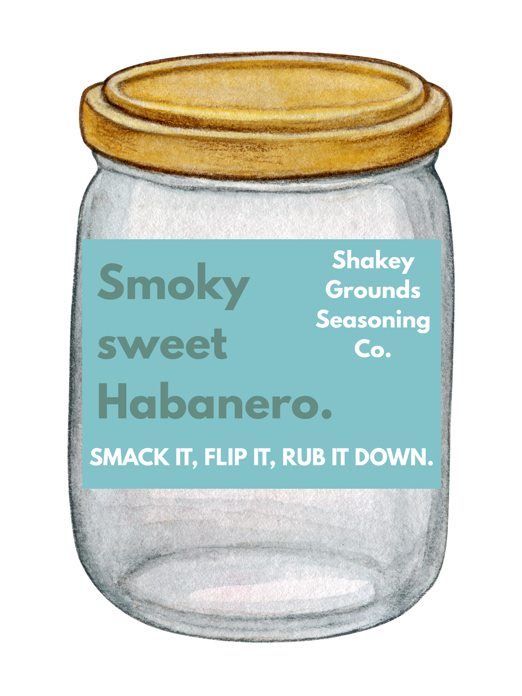 Smokey Sweet Habanero Seasoning jar with blue text